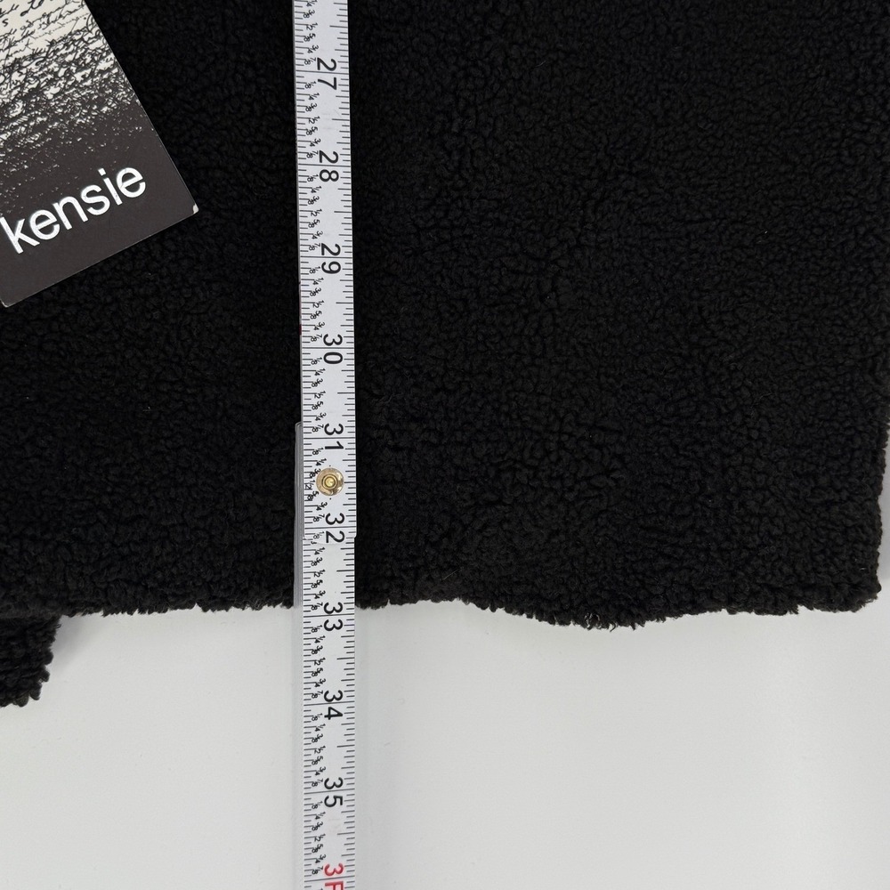 Kensie Womens Black‎ Faux Fur Teddy Coat Double Breasted Pockets Warm Winter NEW - Picture 15 of 16